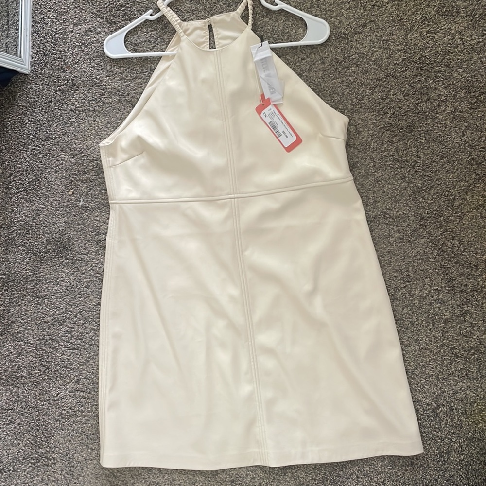 Vegan Leather Halter Dress in Vanilla L (10-12)